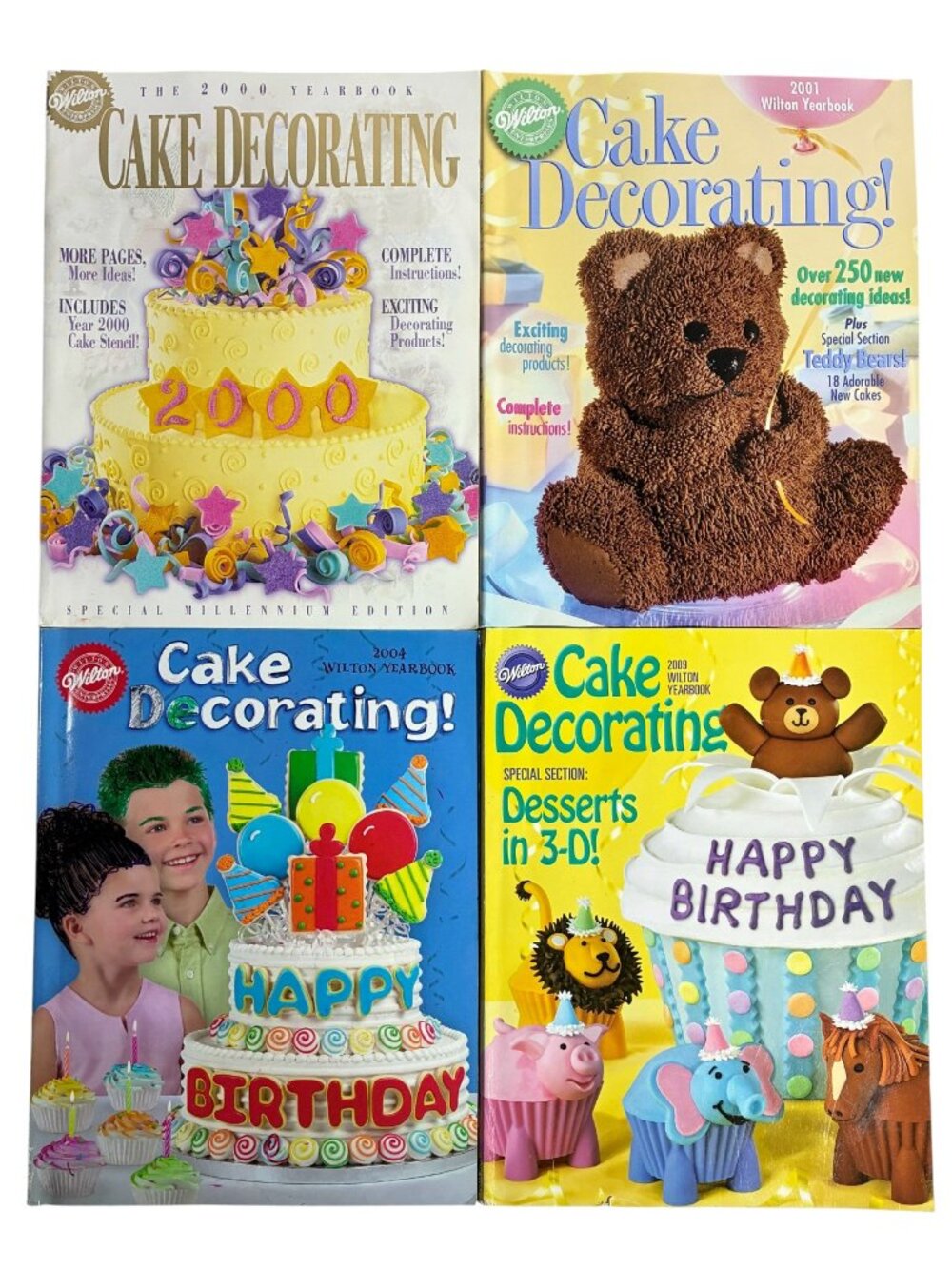 Wilton Cake Decorating Yearbook Magazine 4 VTG 2000 2001 2004 2009 Millennium